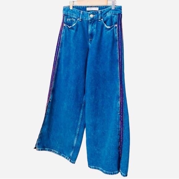 ZARA WIDE LEG DENIM PANTS Size 28 - Picture 2 of 6